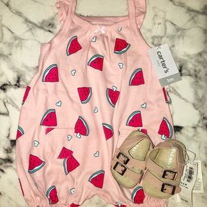 Watermelon romper with shoes
